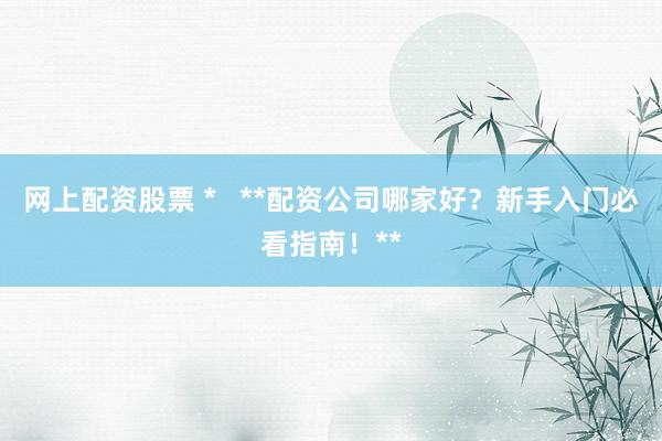 网上配资股票 *   **配资公司哪家好？新手入门必看指南！**