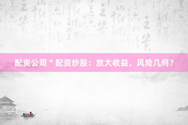 配资公司 * 配资炒股：放大收益，风险几何？