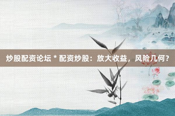 炒股配资论坛 * 配资炒股：放大收益，风险几何？