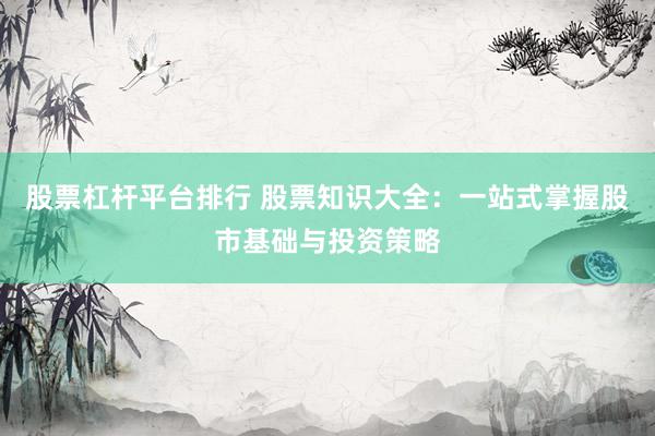 股票杠杆平台排行 股票知识大全：一站式掌握股市基础与投资策略