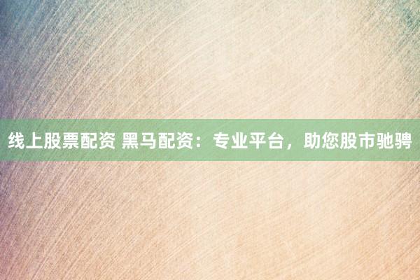线上股票配资 黑马配资：专业平台，助您股市驰骋