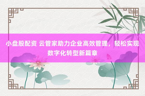 小盘股配资 云管家助力企业高效管理，轻松实现数字化转型新篇章