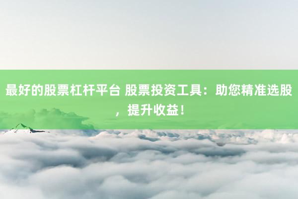 最好的股票杠杆平台 股票投资工具：助您精准选股，提升收益！