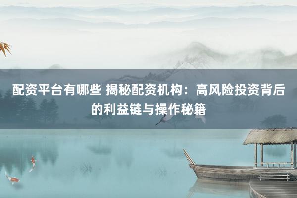 配资平台有哪些 揭秘配资机构：高风险投资背后的利益链与操作秘籍