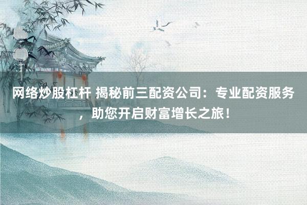 网络炒股杠杆 揭秘前三配资公司：专业配资服务，助您开启财富增长之旅！