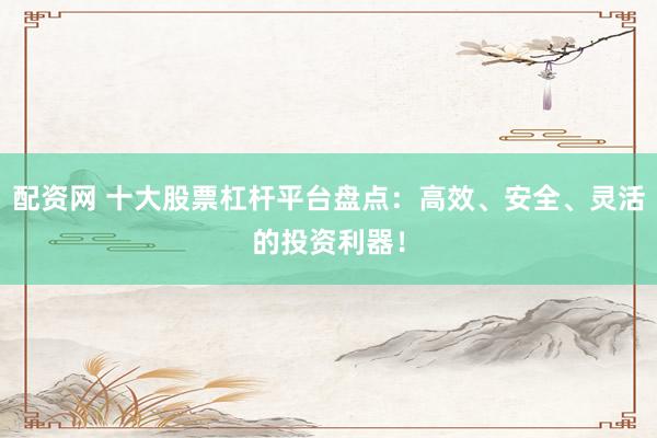 配资网 十大股票杠杆平台盘点：高效、安全、灵活的投资利器！