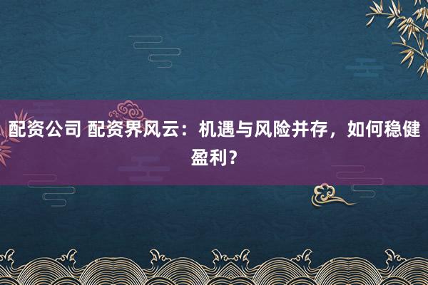 配资公司 配资界风云：机遇与风险并存，如何稳健盈利？