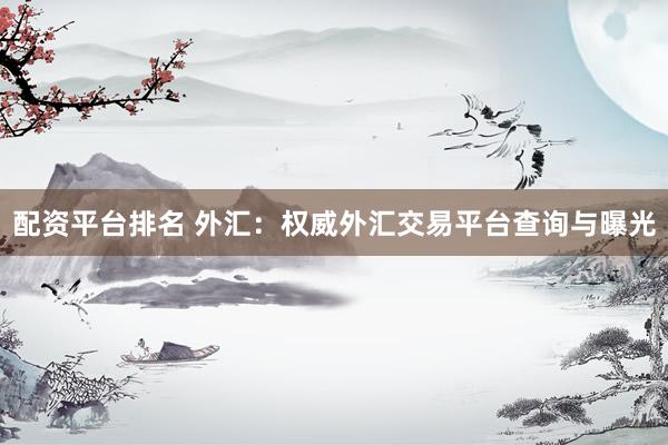 配资平台排名 外汇：权威外汇交易平台查询与曝光