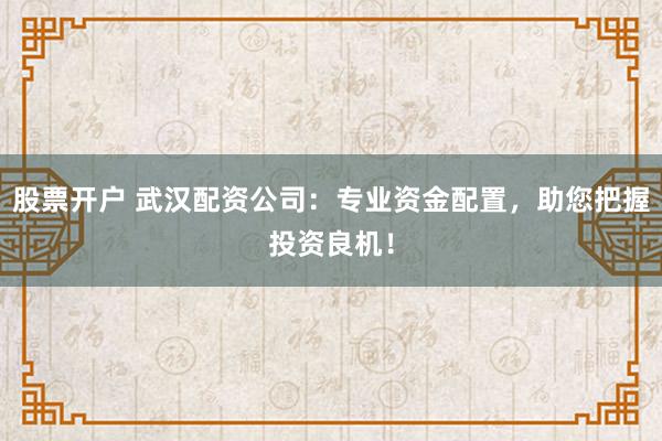 股票开户 武汉配资公司：专业资金配置，助您把握投资良机！