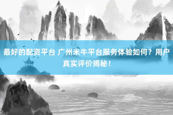 最好的配资平台 广州米牛平台服务体验如何？用户真实评价揭秘！