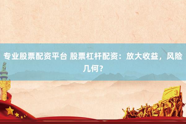 专业股票配资平台 股票杠杆配资：放大收益，风险几何？
