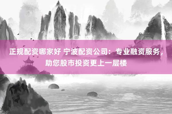 正规配资哪家好 宁波配资公司：专业融资服务，助您股市投资更上一层楼