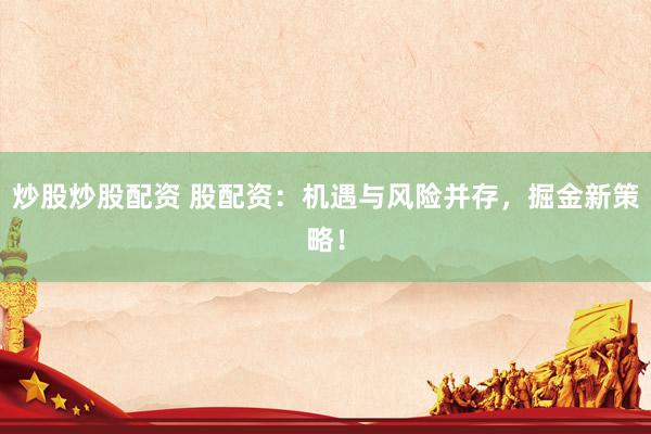 炒股炒股配资 股配资：机遇与风险并存，掘金新策略！
