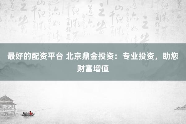 最好的配资平台 北京鼎金投资:专业投资,助您财富增值