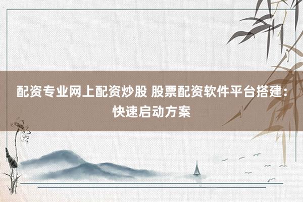 配资专业网上配资炒股 股票配资软件平台搭建:快速启动方案