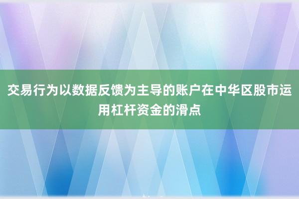 交易行为以数据反馈为主导的账户在中华区股市运用杠杆资金的滑点