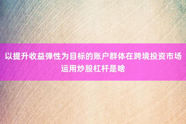 以提升收益弹性为目标的账户群体在跨境投资市场运用炒股杠杆是啥